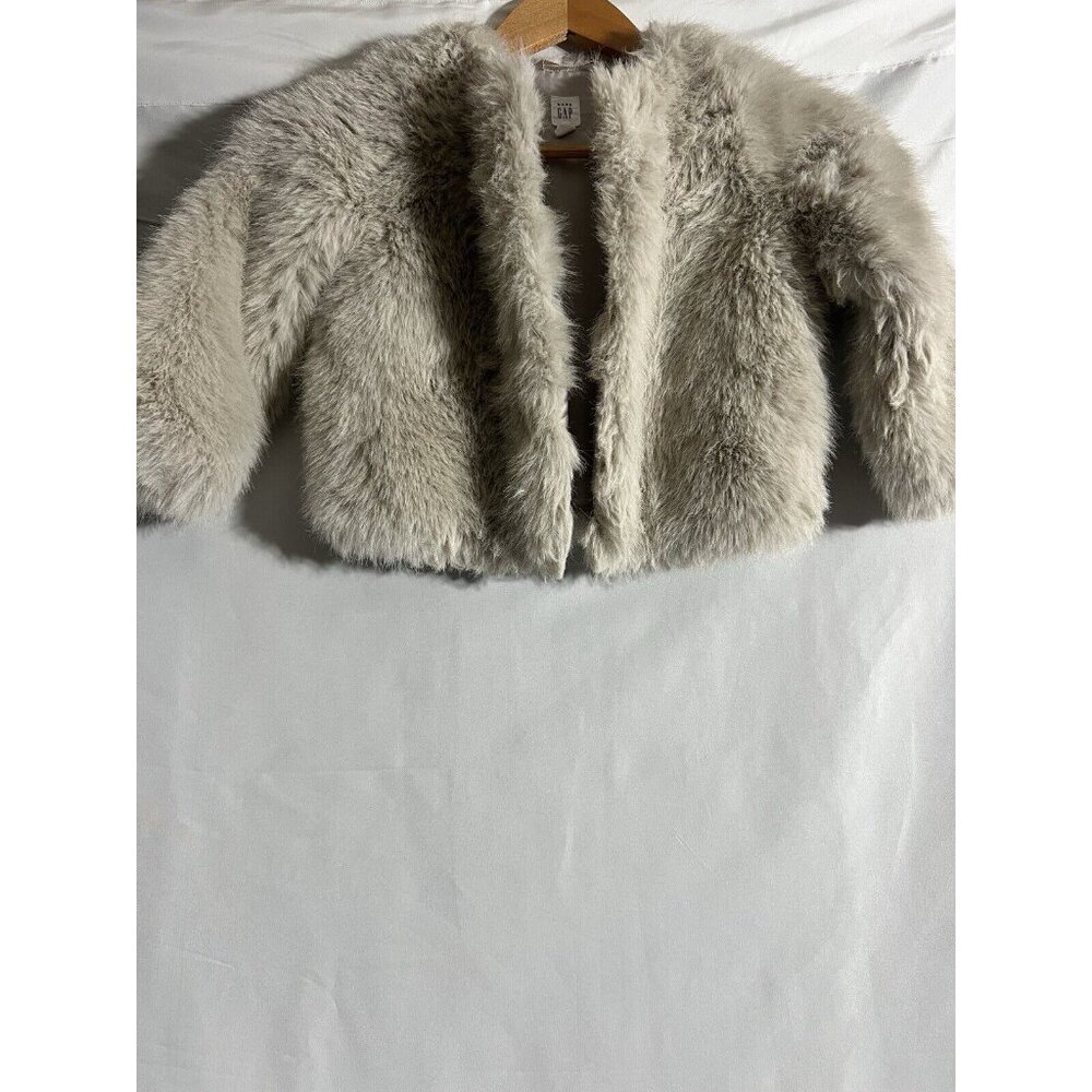 Baby Gap Vegan Gray Lined Faux Fur Jacket Coat Size 4 Yrs    U7